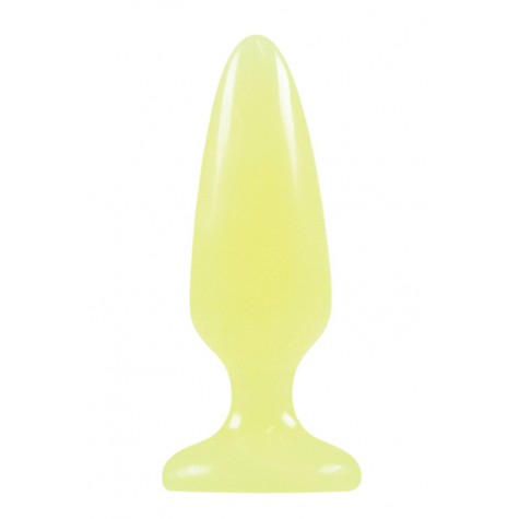 Желтая, светящаяся в темноте анальная пробка Firefly Pleasure Plug Medium Yellow - 12,7 см.